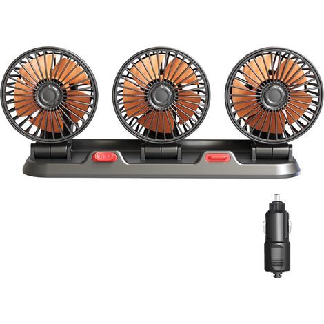 3 Heads Car Fan Portable Air Cooling Fan Silent Electric Fan 360° Rotation with 2 Wind Speed Phone Number Display for Car Truck SUV RV Marine Boat