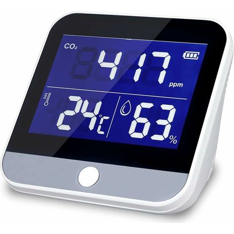 Detecteur CO2 - 400-5000 PPM - Capteur Qualité Air 3-en-1 Thermomètre Hygromètre Auto-Calibrage - Pour Maison Bureau Restaurant - 1 Pièce