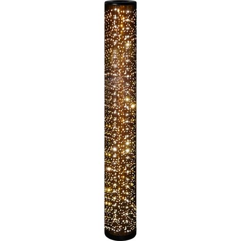 Lámpara de Pie Tela Negro Oro Led Cilindro Efecto Estrellas Vintage Taco Trio Iluminación (1/4)