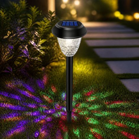 Luces solares de jardín impermeables IP65, iluminación decorativa multicolor, 34,5 cm de altura, fácil instalación inalámbrica, juego de 4 (1/4)