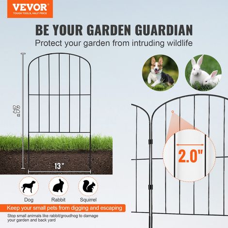 Clôture de Jardin en Métal, 61x33 cm, Clôture de Jardin Lot de 28, Barrière Robuste pour Animaux, Espacement de Pointes 5,08 cm Clô… (1/5)