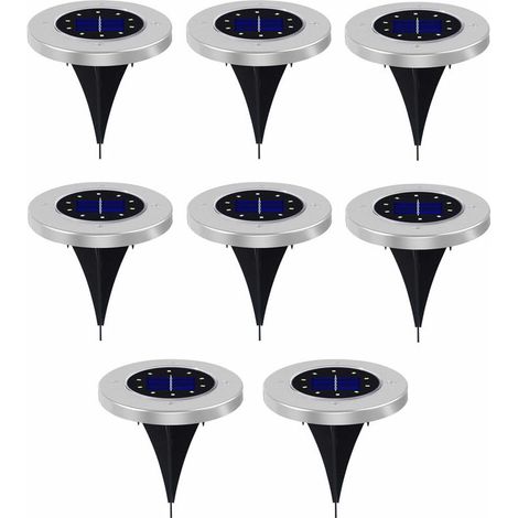 8 Stück Solar-Bodenlicht, LED-Solar-Scheibenlicht für den Außenbereich, wasserdicht, Garten- und Landschaftsbeleuchtung – 10 LEDs
