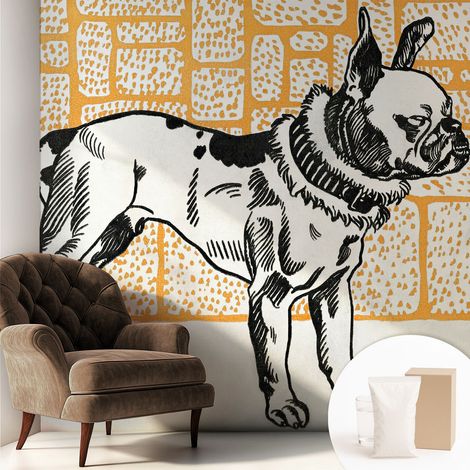 Carta Da Parati Facile Da Installare - Vlies Per Arredamento Interno - Per Pareti - Stile Moderno - Con Colla Gratuita cane retrò 250x250 cm (1/5)