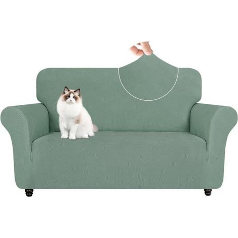 Housse Canapé 2 Places avec Accoudoirs, Housse de Canape Extensible, Protection Canape Chien, Vert Clair (1/5)
