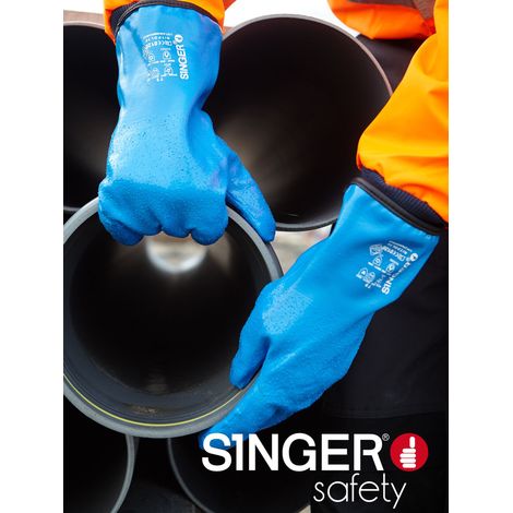 Gant nitrile tout enduit 300 mm Doublure polaire isolante - SINGER - NITPOL30  T10