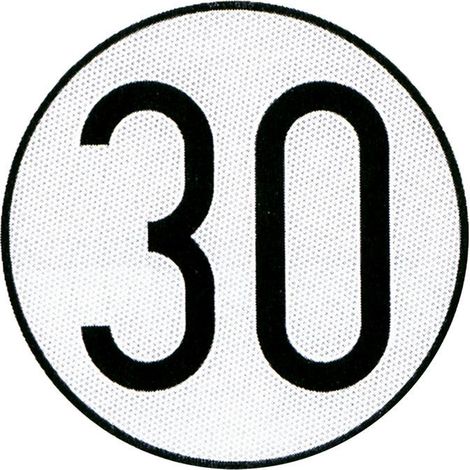 Placa de velocidad homologada 30 km/h, diámetro 200 mm, para vehículos especiales.