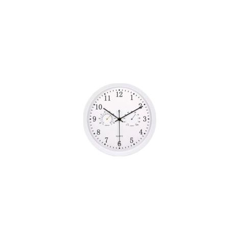 Reloj de pared para exteriores de 30 cm con termómetro e higrómetro - Resistente al agua, esfera clara en blanco y negro, duradero y fácil de leer - Crezuo (1/4)
