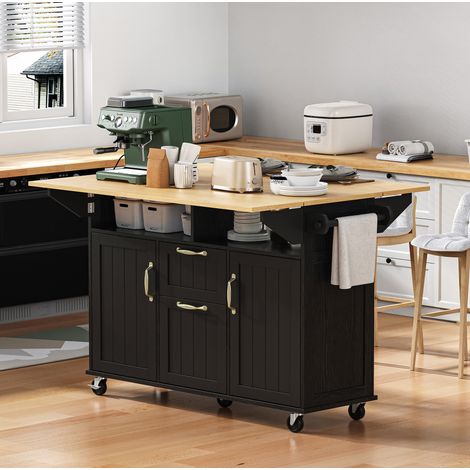Aufbewahrungsmöbel Kücheninsel mobil MDF Schwarz OKMYHOME (1/5)