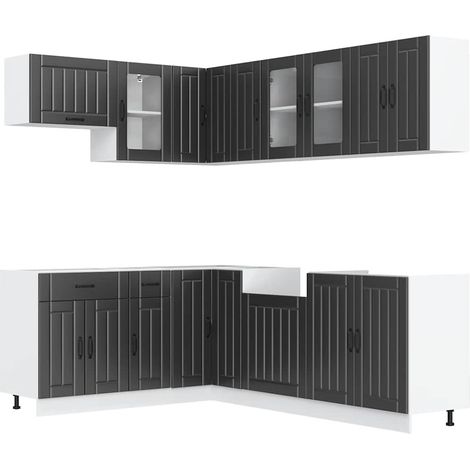 Maison Exclusive - Mueble de cocina Lucca negra 11 piezas madera