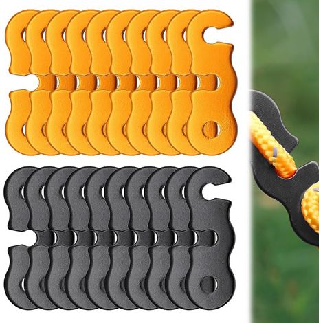 Lot de 20 tendeurs de corde en alliage d'aluminium pour tente, accessoires de tente, idéal pour le camping et la randonnée. (1/5)