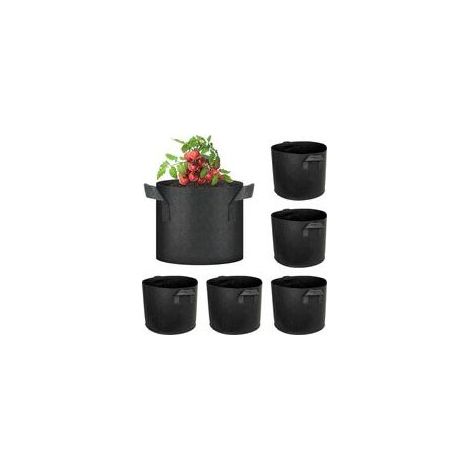 Sacs de Plantation, Lot de 6 Sac à Plantes 30L en Non Tissé Pots pour Tomates, Fraises, Poivrons, Carottes - 7 Gallons Noirs (1/5)