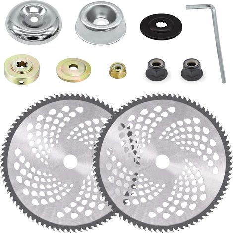 Lames de débroussailleuse 10" x 80T, 2 pièces, lames métalliques pour tête de débroussailleuse, remplacement pour Cureuse, Tondeuse, Lame de débroussailleuse pour Cutter, Tondeuse, Débroussailleuse (1/5)