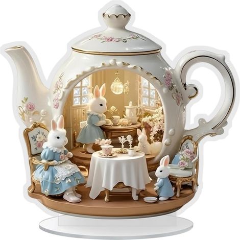 Figurines de Lapin Statue Familiale 2D de Pâques Figurine Animale Lapin Printanier pour Table pour Cuisine Salon Chambre Ferme Manteau Fenêtre Table à Manger Étagère (1/5)