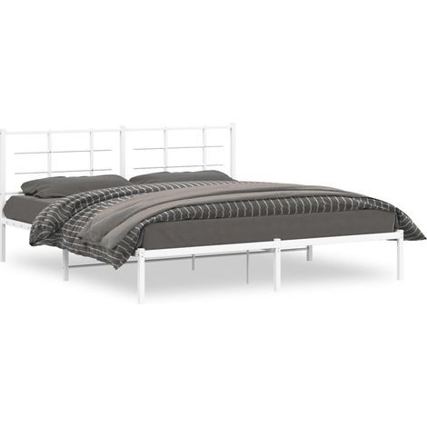 Maison Exclusive - Bettgestell mit Kopfteil Metall Weiß 180x200 c