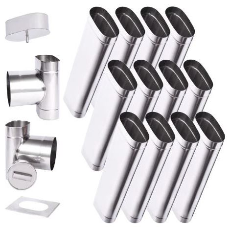 Kit de conducto de chimenea 12 m pared ovalada simple - 120x180 mm