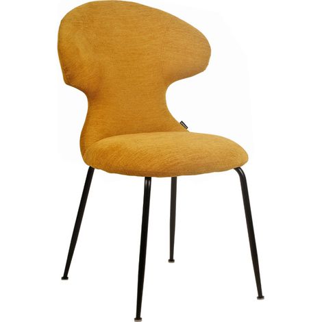 Chaise en tissu doux moutarde avec pieds en métal noir - GLORIA (1/5)