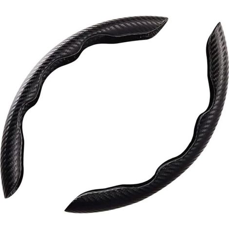 Universal Car Steering Wheel Cover, Set of 2 Universal Carbon Fiber Steering Wheel Covers, Interior Accessory, Ultra Lightweight, for Most Cars (Black)