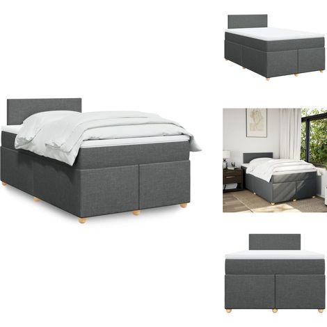 Sommier à lattes de lit avec matelas gris foncé 120x190cm tissu - Sommier À Lattes De Lit - Sommiers À Lattes De Lit - Lit - Meuble De Chambre À Coucher (1/5)