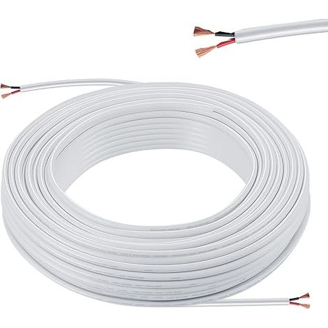 Electric Cable 2 Wires 2 x 0.5 mm² 10 m 20AWG 300 V Flexible Electric Wire  Electric Wire 2 Conductors Copper PVC Extension Power Cable for LED Lights Trailers Boat Outdoor White (1/5)