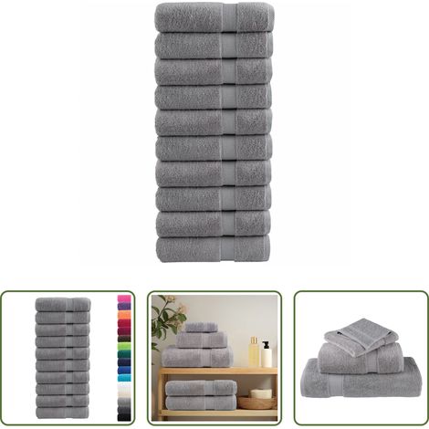 Badetuch - Premium Duschtücher SOLUND 10 Stk. Grau 70x140 cm 600 g/m² (1/5)