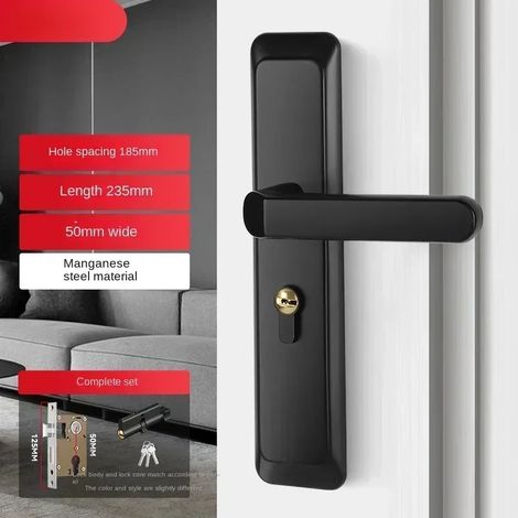 (Type L) Serrure de porte en bois pour appartement/chambre, antivol, avec clé. (1/5)