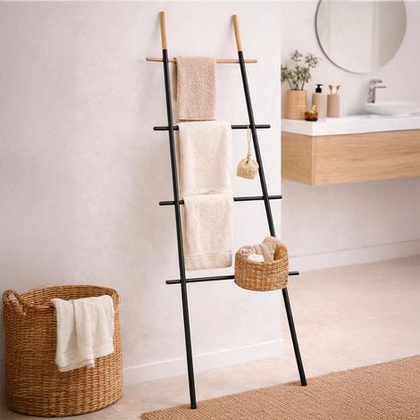 Exagonshop Scala portasciugamani 70x170 in acciaio nero