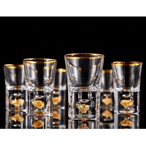 DUJUST 4cl Schnapsgläser Kristall 24-karätige Blattgoldflocken BPA-frei bleifrei (1/5)