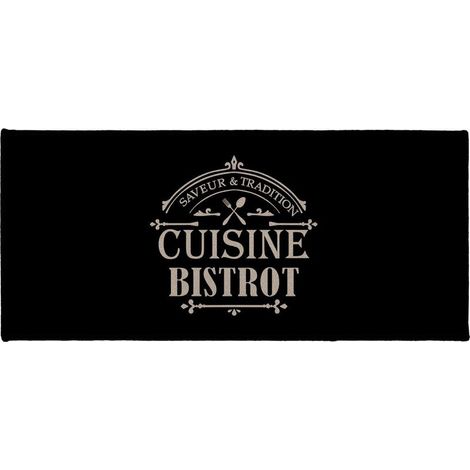 Tapis de Cuisine "Saveur" 50x120cm Noir