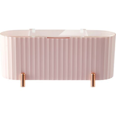 Boîte Coton Tige, Plastique Distributeur Coton Tige avec Couvercle, 3 Compartiments Rangement Coton Démaquillant Organisateur Pour Swabs Makeup Maquillage éponge Oeuf Vanité Salle de Bain (Rose (1/5)