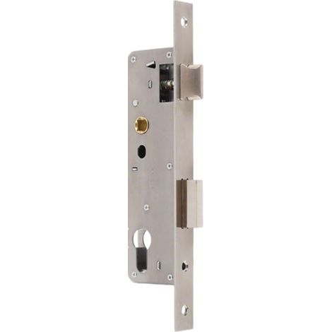 Serrure à cadre tubulaire en acier inoxydable - Encastrée pour le travail du métal - Distance : 85 mm - Cylindre de porte - Avec languette en U - Pour portail de (1/5)