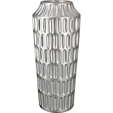 Vase en céramique - Décoration de Salon argentée - Décoration de Noël - Cadeau pour Femme - Couleur : argenté - Hauteur 37 cm (1/2)