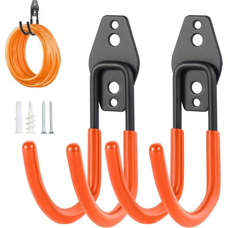 Set mit 2 Gartenschlauchhaltern, stabile Halterung mit Schrauben, Metallhaken für Gartenschlauch, ideal für Garage, Garten und Hof.