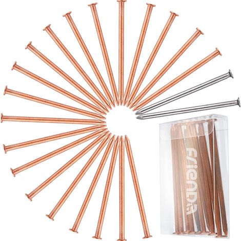 Lot de 20 Clous en Cuivre - 2 Pointes Acier - Traitement Souches et Racines - Élimination Naturelle - Jardin et Extérieur - 8,9 cm (1/5)