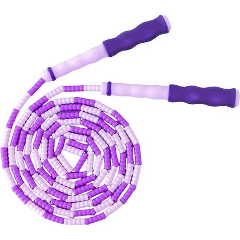 Corde à sauter pour enfants, longueur ajustable, perles souples, pour l'entraînement physique des filles, garçons et femmes, rose rouge (violet) (1/5)