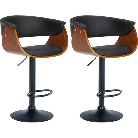 Conjunto de 2 taburetes de bar elegantes y cómodos en madera sintética de nogal y metal negro TDB10721