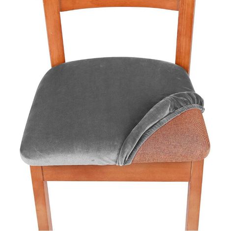 Housse de chaise, housse de chaise de salle à manger, housse de chaise de cuisine (gris foncé, lot de 6) (1/4)