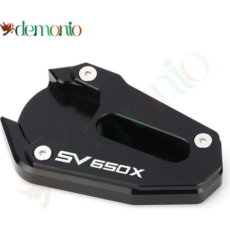 (SV650x - Noir) Compatible avec les motos Suzuki SV 650, SV650 et SV650X : béquille latérale, extension et support (modèles 2018, 2019 et 2020). (1/4)