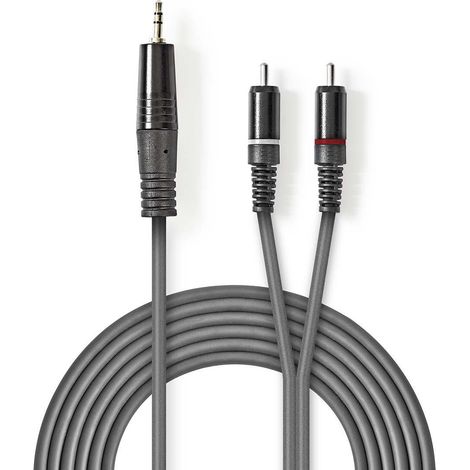 NEDIS Câble Audio Stéréo 3,5 mm Mâle - 2x RCA Mâles 1,5 m Gris (1/3)
