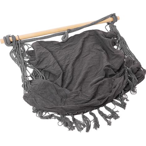 Fauteuil suspendu hamac en toile à franges avec 2 coussins, idéal pour le camping, le balcon, les dortoirs et la décoration intérieure (gris). (1/5)