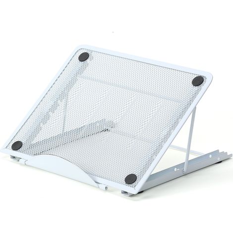 Support pour ordinateur portable en métal – Blanc – Support pliable multi-angles (1/3)