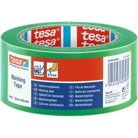 Nastro di segnalazione TESA PROFESSIONAL in PVC verde, resistente, 33 m x 50 mm