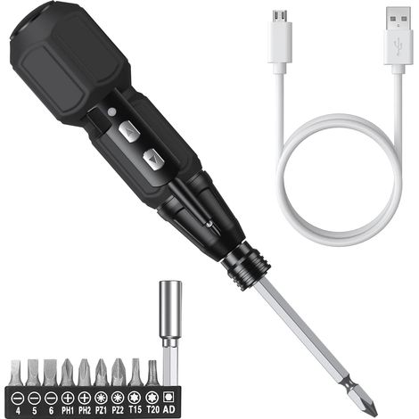 Tournevis électrique sans fil, kit de tournevis électrique rechargeable, kit d'outils de réparation domestique automatique portable,tournevis motorisé (1/5)