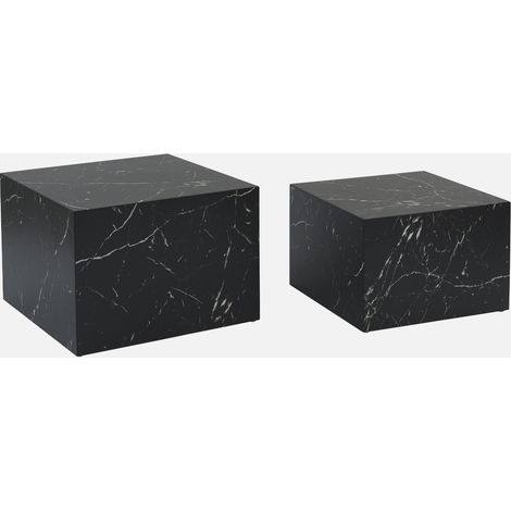 Mesa de centro cuadrada con efecto mármol, set de 2 (1/5)