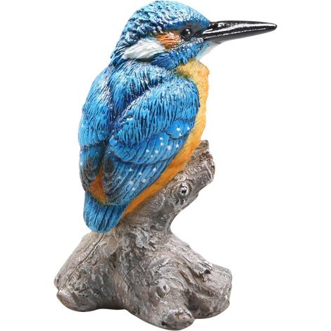 Oiseau martin pêcheur sur tronc en résine 9 x 9 x 15 cm (1/4)