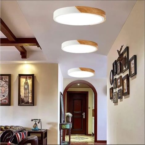 U-do 3pcs Moderne Plafonnier LED ,Plafonnier Salon Blanc Froid Rond Lustre Plafonnier 24W Blanc pour Chambre Salle de Bain (1/4)