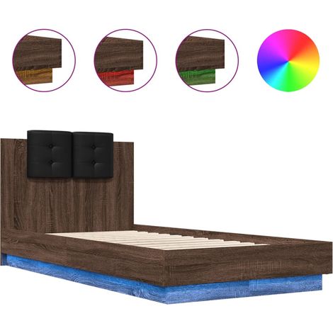 Maison Exclusive - Estructura de cama cabecero luces LED marrón r