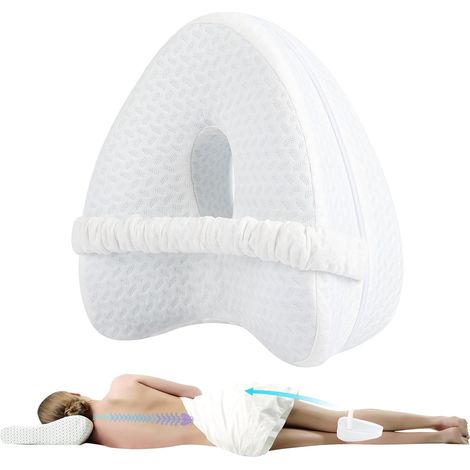 Colchón para dormir de lado con correas, almohada de apoyo para rodillas y piernas, relleno suave, ideal para quienes duermen de lado (blanco)