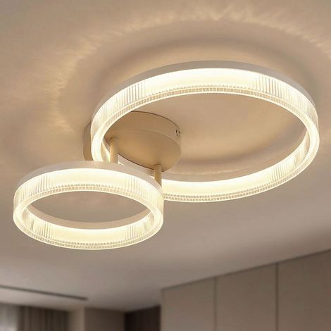 Plafonnier LED anneaux sable Lampe design salle à manger lampe de salon, métal, 24W 1800Lm blanc chaud, LxlxH 50x33x12,3 cm (1/5)