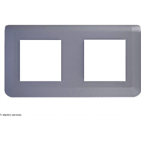 Plaque horizontale Mosaic Legrand 2x2 modules Finition: Aluminium