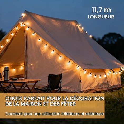 11.7 m G40 String Lights Outdoor and Indoor Guinguette 30+3 LED Bulbs 2200K for Garden, Pergola, Terrace, Warm Atmosphere (1/4)